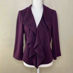CALVIN KLEIN Blazer Purple Ponte Open Front Shawl & Waterfront Collar 8